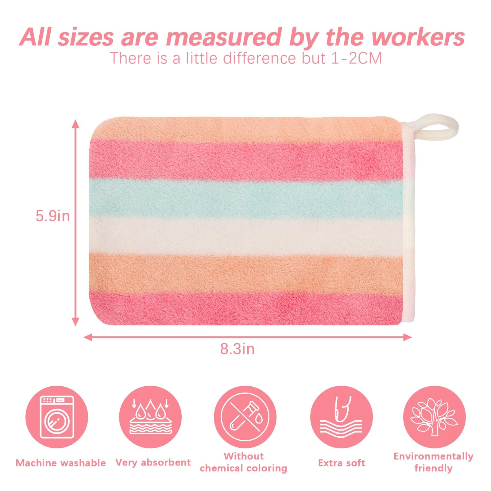 Phogary Washcloth Set 6 Pack Small Hand Towels For Face Body Bathroom, 6''X8'' Super Absorbent & Soft Coral Fleece Facial Cloths